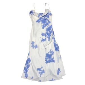 Elegant Blue and White Floral Dress